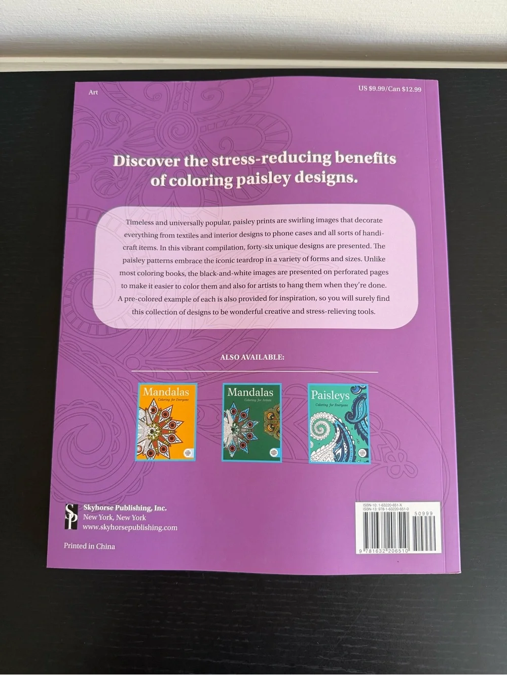 Paisleys Coloring For Artists Adult Book Skyhorse Publishing Perforated